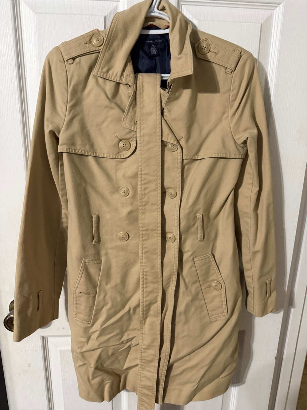 Tommy Hilfiger Khaki Coat with Navy Lining